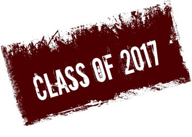 Sınıf, 2017 kırmızı retro sıkıntılı arka plan üzerinde.