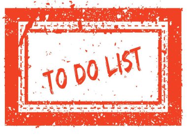 Yapılacaklar listesi için turuncu kare çerçeve lastik damgası ile doku üzerinde