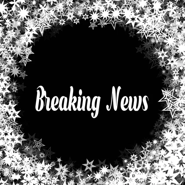 BREAKING NEWS on black background with different white stars frame.