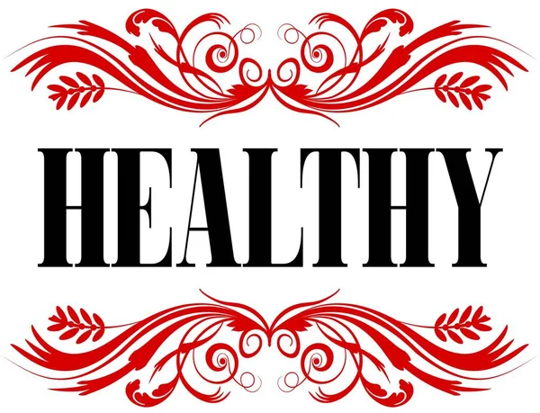 HEALTHY red floral text frame. — Stock Photo, Image