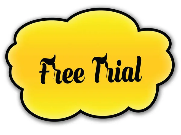 FREE TRIAL handwritten on yellow cloud with white background — Stock Photo, Image