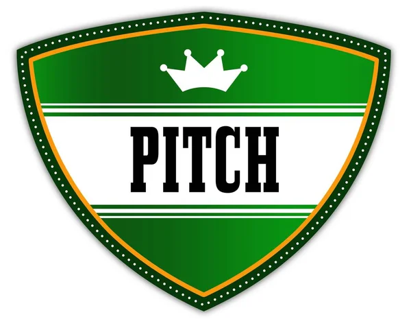 Pitch geschreven op groen schild met kroon. — Stockfoto