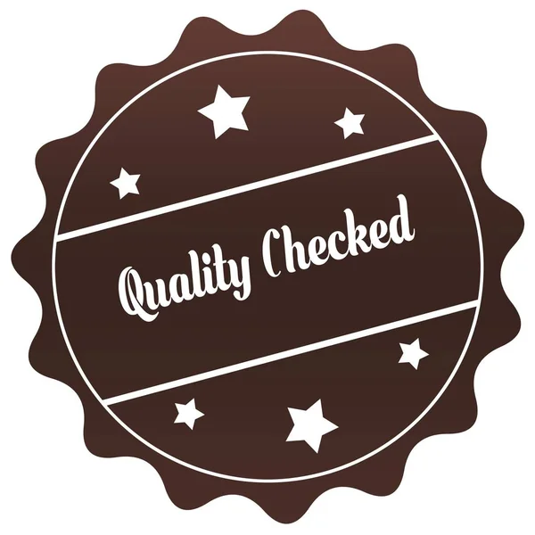 Brown QUALITY CHECKED stamp on white background.