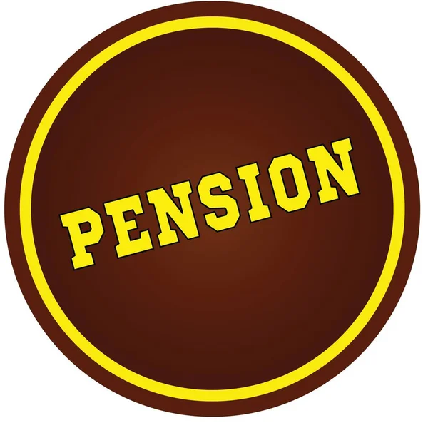 Round, brown and yellow, PENSION stamp on white background. — Stock Photo, Image