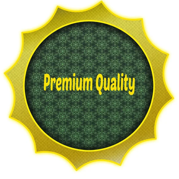 Golden badge with PREMIUM QUALITY text. — Stock Photo, Image