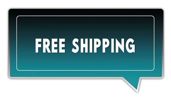 FREE SHIPPING on turquoise to black gradient square speech bubble. — Stock Photo, Image