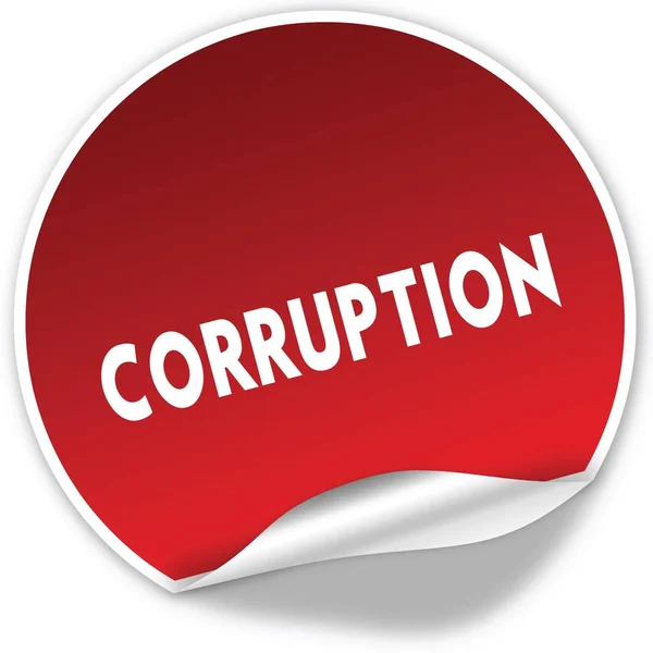 Korruption Text auf realistischen roten Aufkleber auf weißem Hintergrund. — Stockfoto