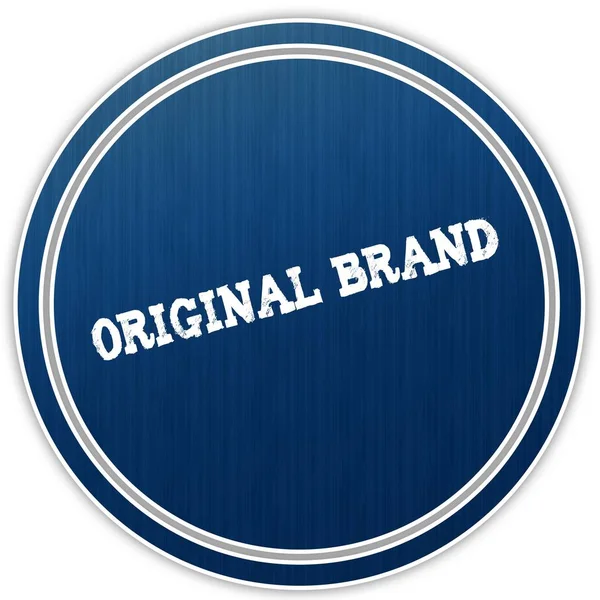 ORIGINALE BRAND testo in angoscia sul badge rotondo blu . — Foto Stock