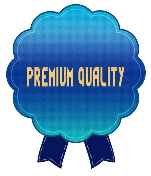 Modrá stuha odznak prémiové kvality. — Stock fotografie