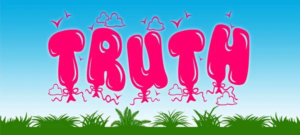 TRUTH written with pink balloons on blue sky and green grass background. — Stock Photo, Image