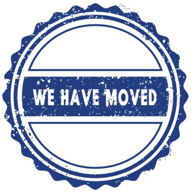 Damga taşındık. etiket. mühür. Mavi yuvarlak grunge vintage şerit işareti