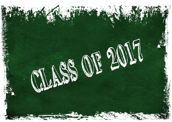 Zelená grunge tabule s textem třídy roku 2017. — Stock fotografie