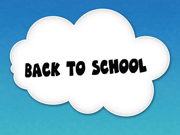 Fehér felhő a kék ég háttér vissza az iskolába-üzenettel. — Stock Fotó