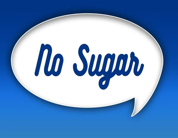 NO SUGAR text on dialogue balloon illustration. Blue background.