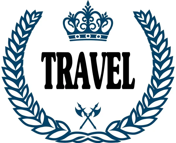 Blue laurels seal with TRAVEL text. — Stock Photo, Image