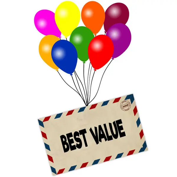 Nejlepší hodnota na obálce tažených barevné balónky izolovaných na bílém pozadí — Stock fotografie