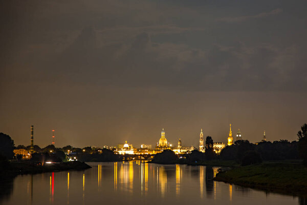 Skyline of the german city of Dresden, view from river elbe