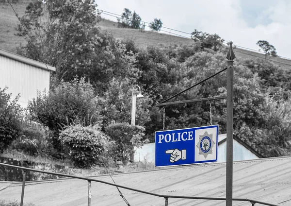Police sign at Pilgrims Rest an old gold digger town in South Africa — Stock Photo, Image