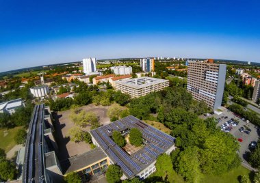 Bruck Bav Erlangen şehir bölgesinin havadan görünümü