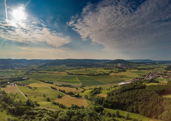 Aerial photo of the landscape of the franconian suisse in Germany Bavaria