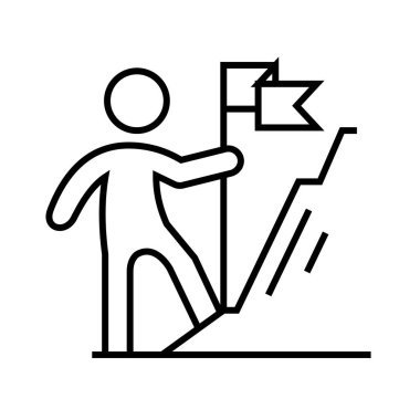 İlerleme çizgisi simgesi oluşturuluyor. İlerleme kavramı ana hatları vektör, sembol, işaret, doğrusal illüstrasyon elde ediliyor.