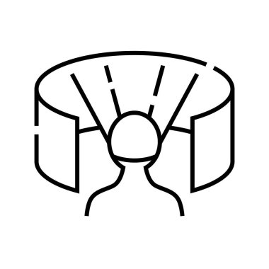 Üç boyutlu teknoji çizgisi simgesi. 3d teknoliji kavramı ana hatları vektör, sembol, işaret, doğrusal illüstrasyon.