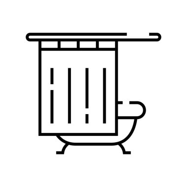 Bath curtain line icon, concept sign, outline vector illustration, linear symbol.