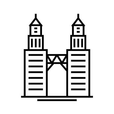 Big towers line icon, concept sign, outline vector illustration, linear symbol.