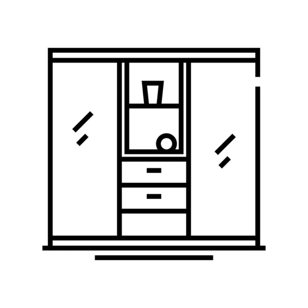 Grande icône de ligne de placard, signe de concept, illustration vectorielle de contour, symbole linéaire . — Image vectorielle