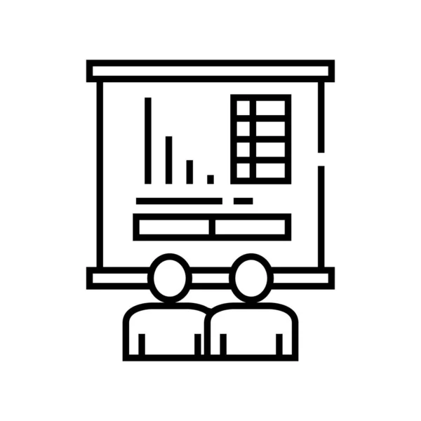 Analizar el icono de la línea de información, signo de concepto, esbozar ilustración de vectores, símbolo lineal . — Archivo Imágenes Vectoriales