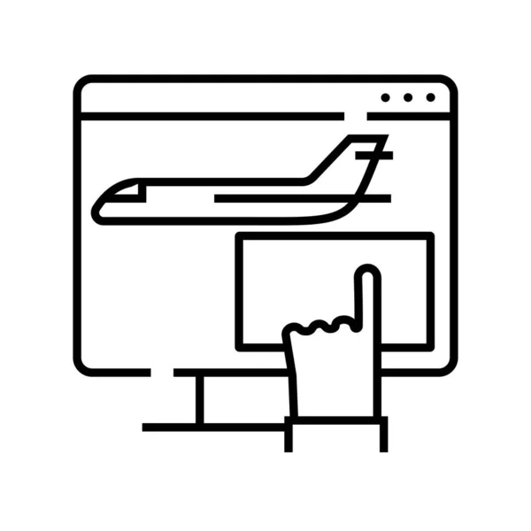 Reserva de billetes de avión icono de línea, signo de concepto, esquema ilustración vectorial, símbolo lineal . — Vector de stock