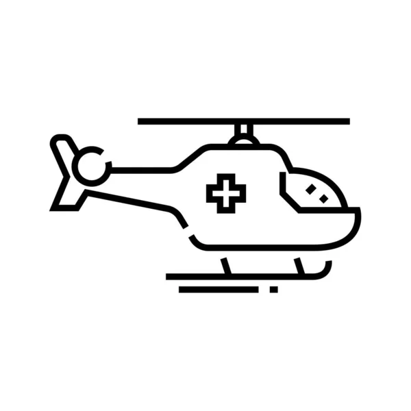 Icono de línea de helicóptero de ambulancia, signo de concepto, ilustración de vectores de contorno, símbolo lineal . — Vector de stock