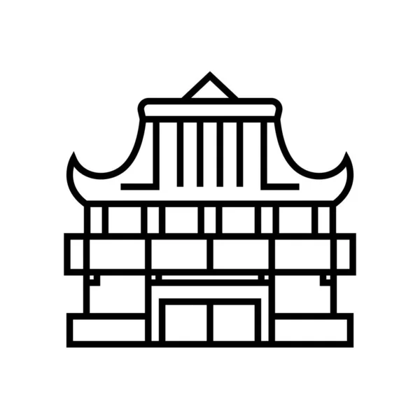 Asian castle line icon, concept sign, outline vector illustration, linear symbol. — ストックベクタ