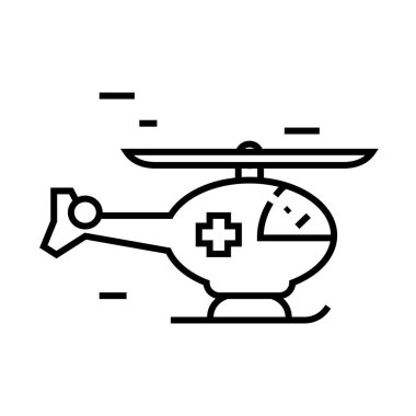 Ambulance helicopter line icon, concept sign, outline vector illustration, linear symbol.