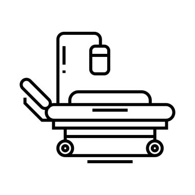 Ambulance bed line icon, concept sign, outline vector illustration, linear symbol.