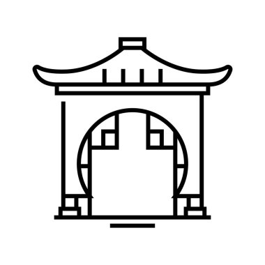 Arch enter line icon, concept sign, outline vector illustration, linear symbol.