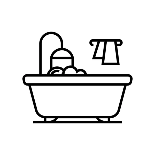Icône de ligne de bain, signe conceptuel, illustration vectorielle de contour, symbole linéaire . — Image vectorielle