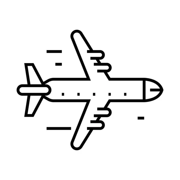 Ícone de linha de avião, sinal de conceito, ilustração vetorial de contorno, símbolo linear . — Vetor de Stock
