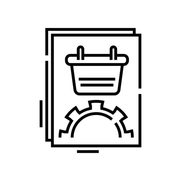 Basket settings line icon, concept sign, outline vector illustration, linear symbol. — Stock vektor