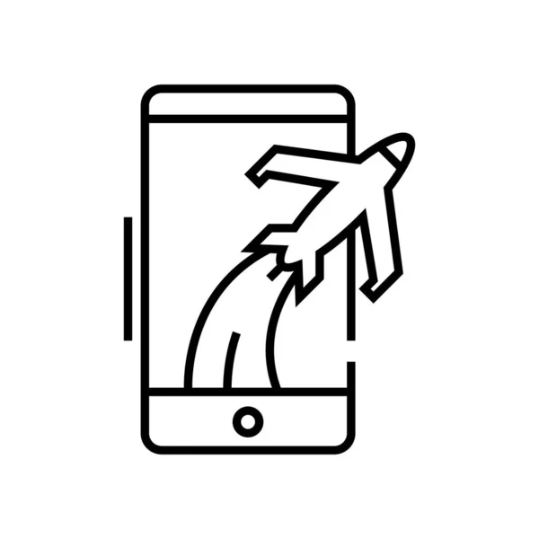 Airport app line icon, concept sign, outline vector illustration, linear symbol. — 스톡 벡터