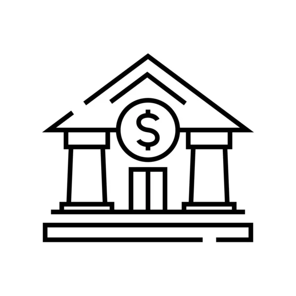 Banking building line icon, concept sign, outline vector illustration, linear symbol. — Stok Vektör