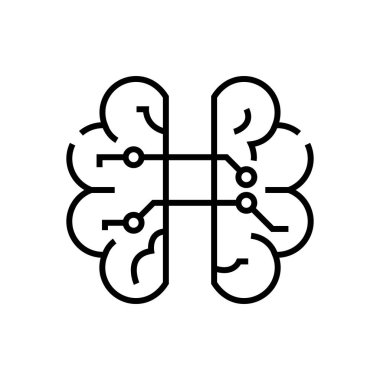 Artificial intelligence microchip line icon, concept sign, outline vector illustration, linear symbol.