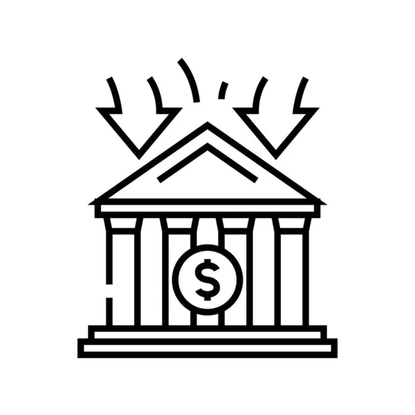 Bank building line icon, concept sign, outline vector illustration, linear symbol. — Stok Vektör