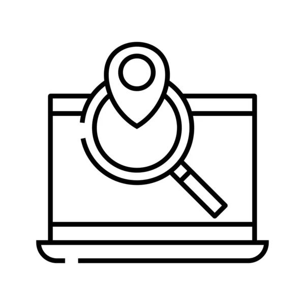 Icono de línea de búsqueda de dirección, signo de concepto, ilustración de vector de contorno, símbolo lineal . — Vector de stock