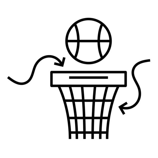 Ícone de linha de bola de cesta, sinal de conceito, ilustração de vetor de contorno, símbolo linear . — Vetor de Stock