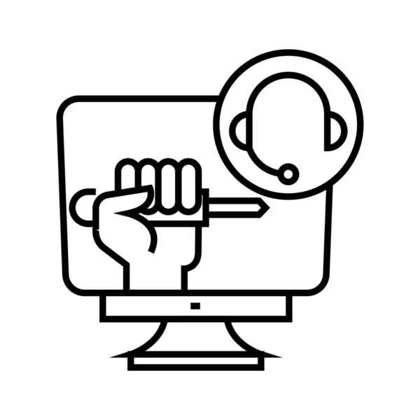 Audio access line icon, concept sign, outline vector illustration, linear symbol. — 스톡 벡터