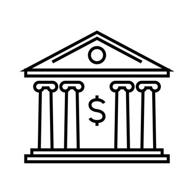 Bank office line icon, concept sign, outline vector illustration, linear symbol.