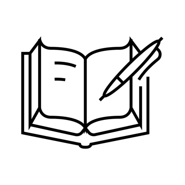 Book writing line icon, concept sign, outline vector illustration, linear symbol. — 图库矢量图片
