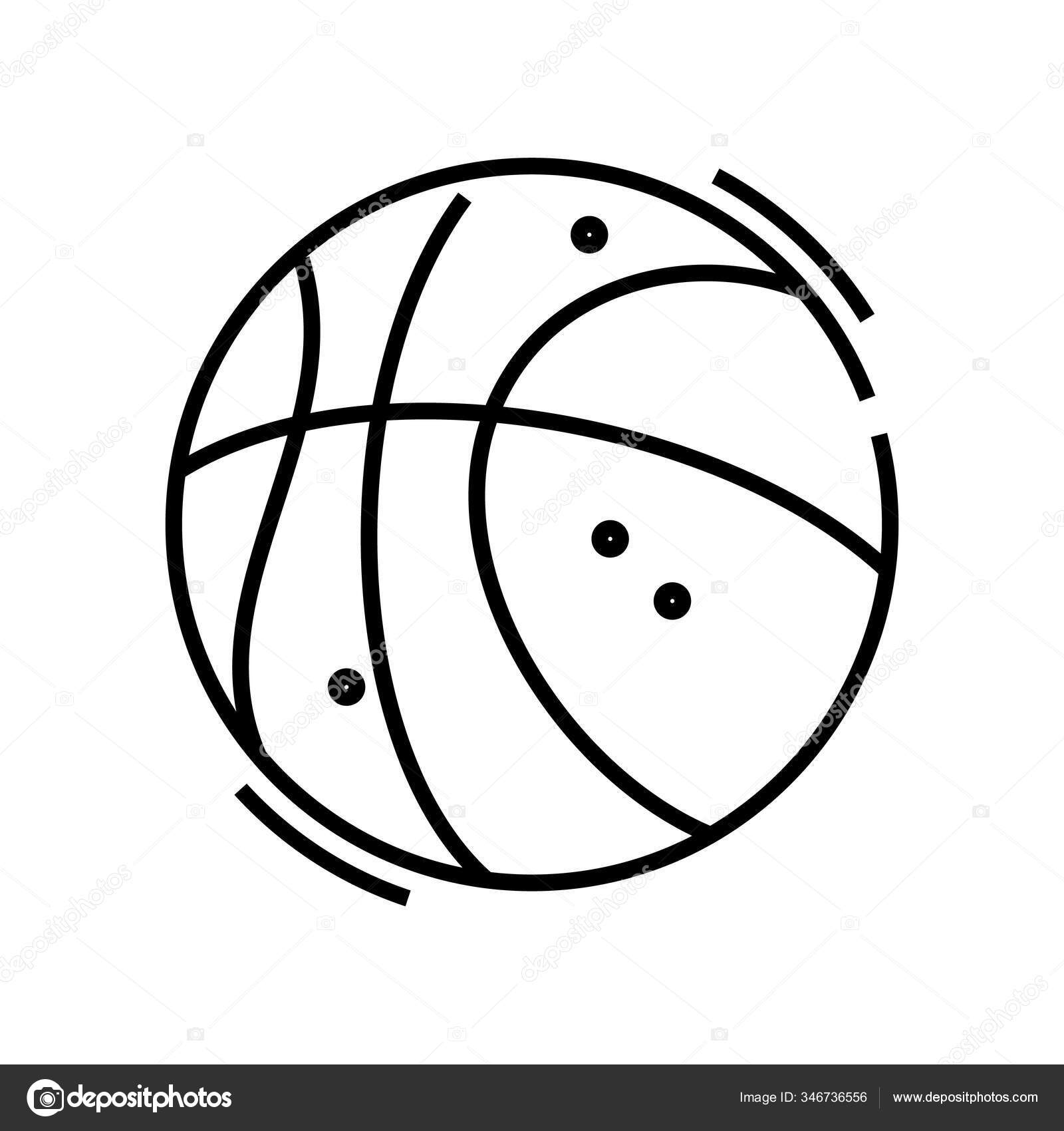 ícone de desenho de bola de basquete, ilustração de contorno