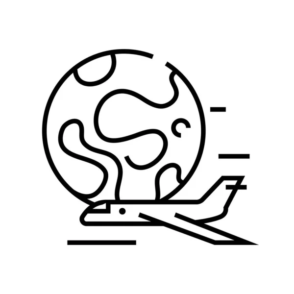 Airplane ride line icon, concept sign, outline vector illustration, linear symbol. — Stockvector